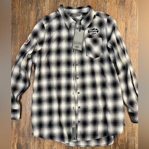 Harley Davidson garage flannel- XL, NWT, black and white